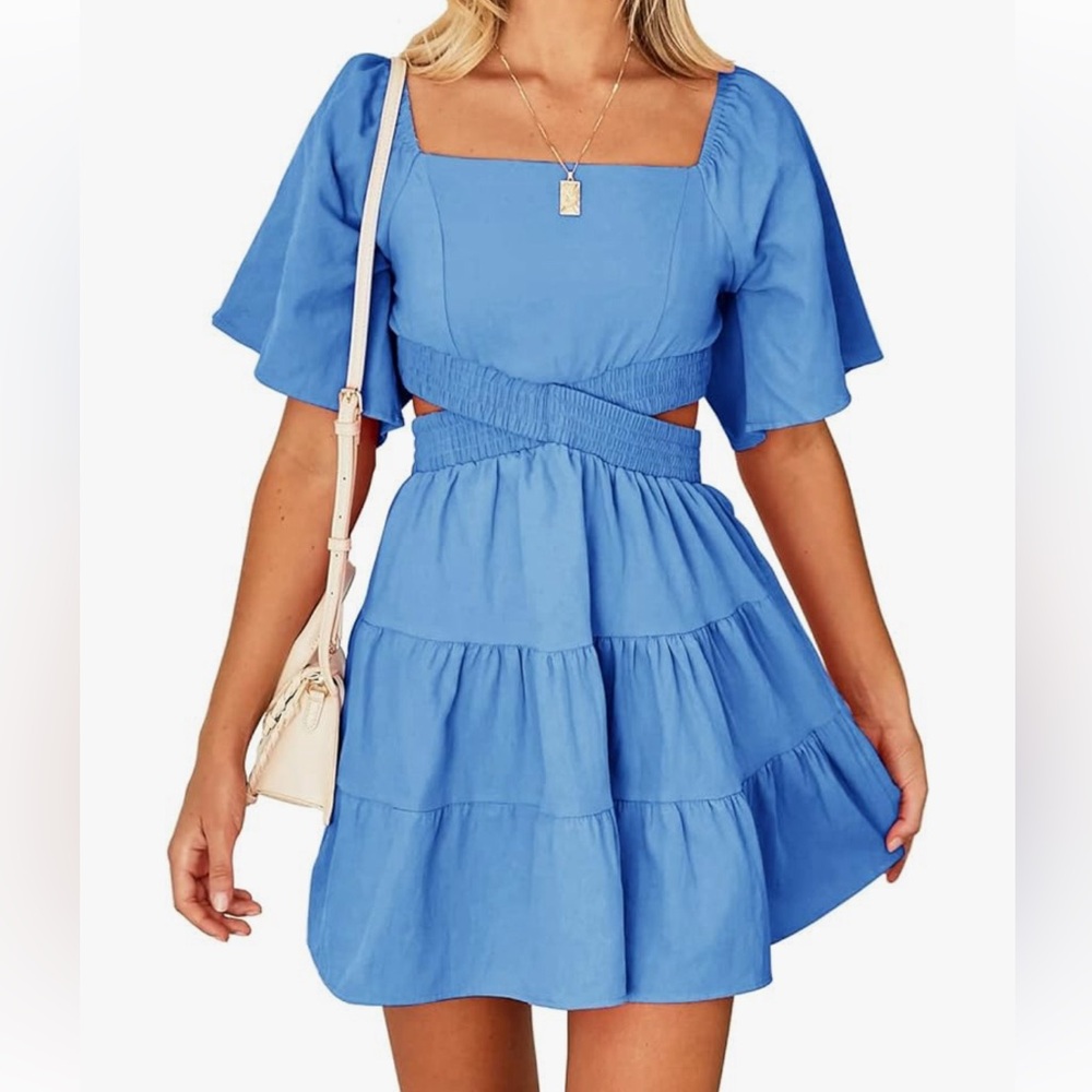 Short Sleeve Crossover Waist Dress